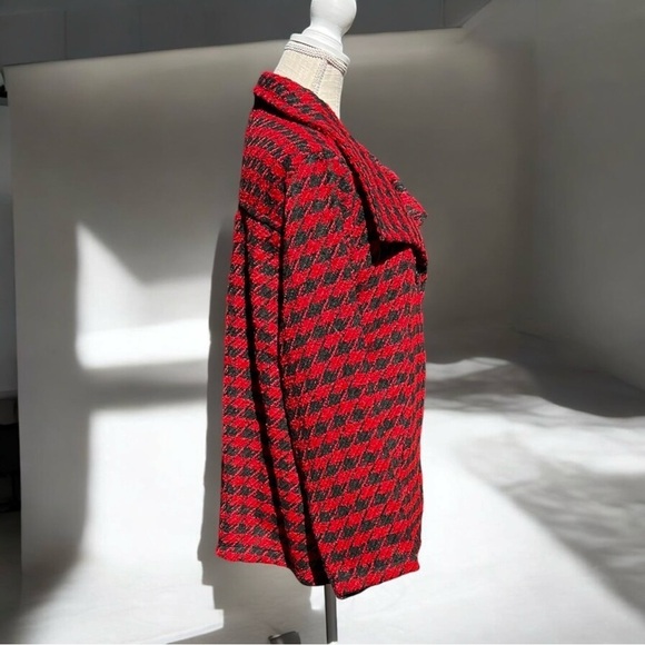 🌻NEW w/tag LuLu-B Red & Black Herringbone Collared Jacket Size XL - Picture 5 of 12